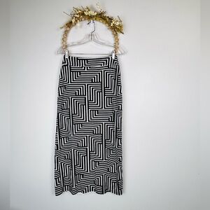 Anthropologie square print black and white Full stretchy Skirt size S